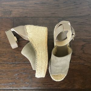 Taupe Marc Fisher Espadrille Wedge Sandals size 9